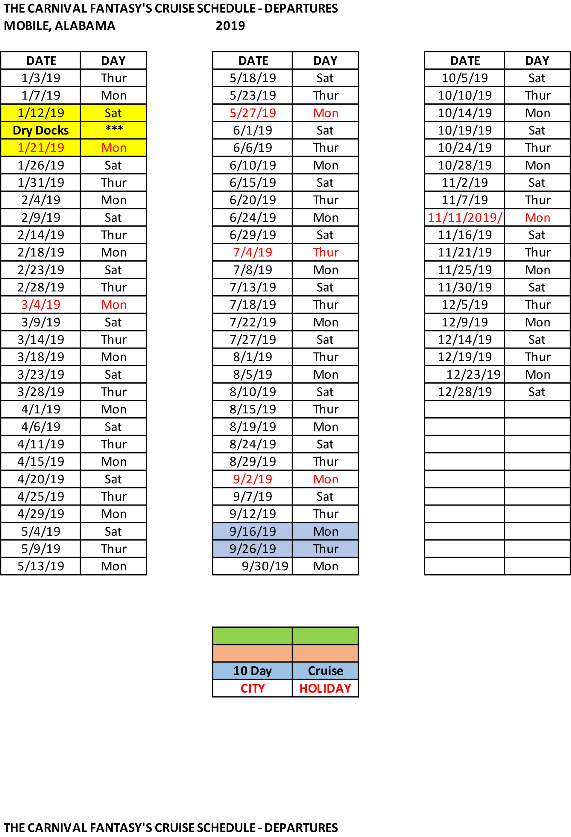 Schedules Alabama Cruise Terminal