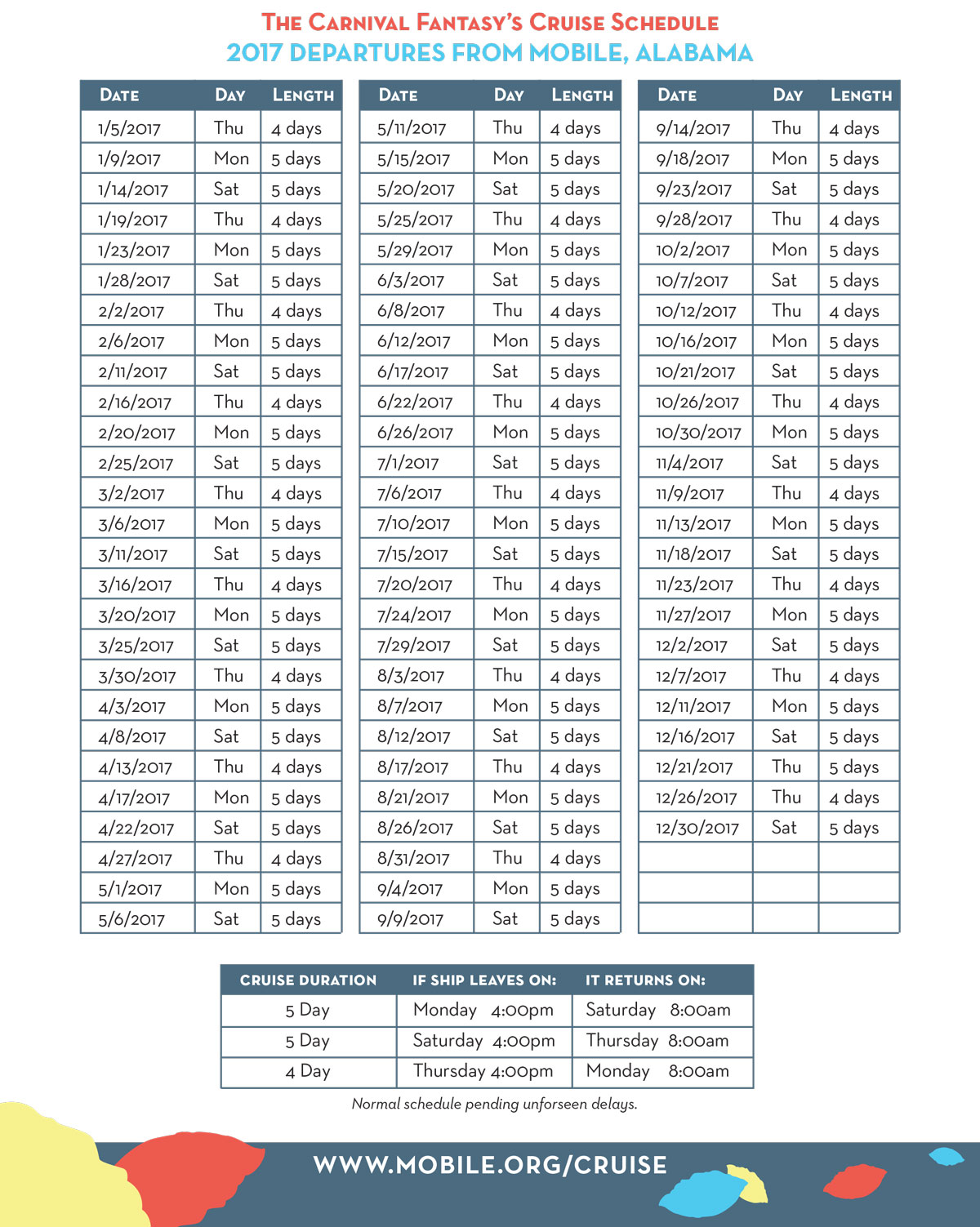 Schedules Alabama Cruise Terminal